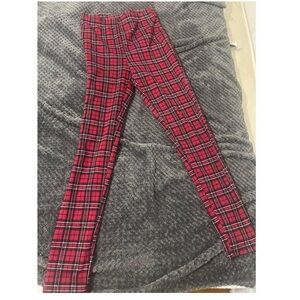 Forever 21 Red Plaid Jeggings